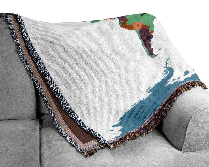 Map Of The World 11 Woven Blanket