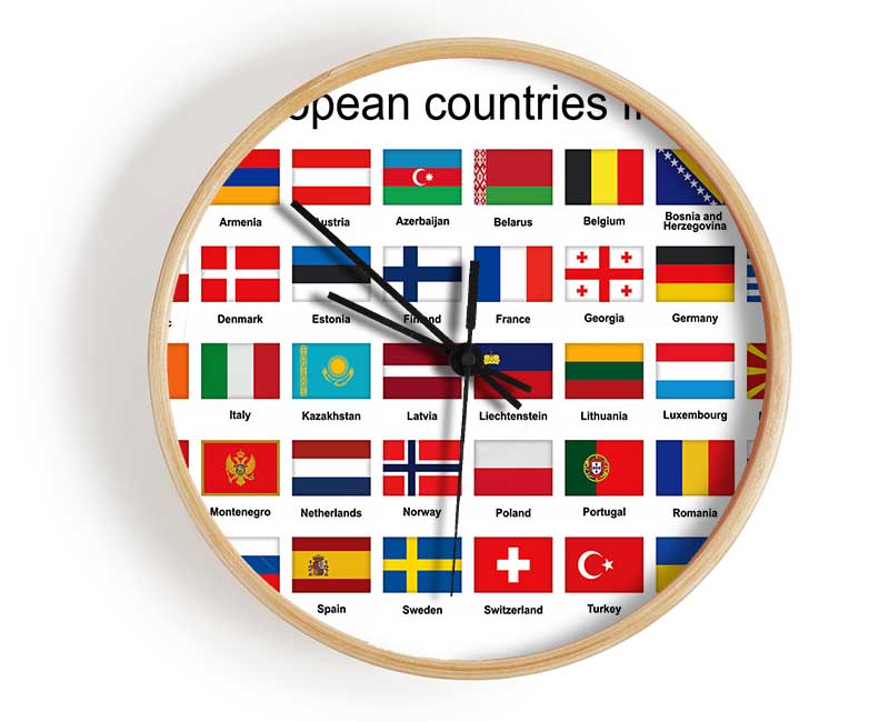 European Country Flags Clock - Wallart-Direct UK