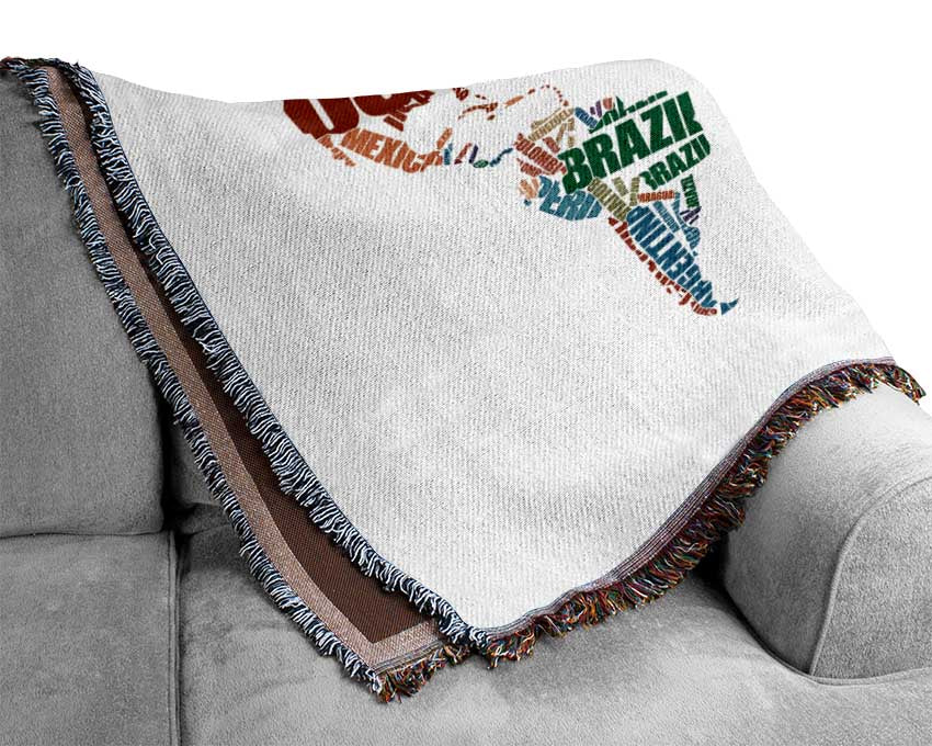 Map Of The World 5 Woven Blanket