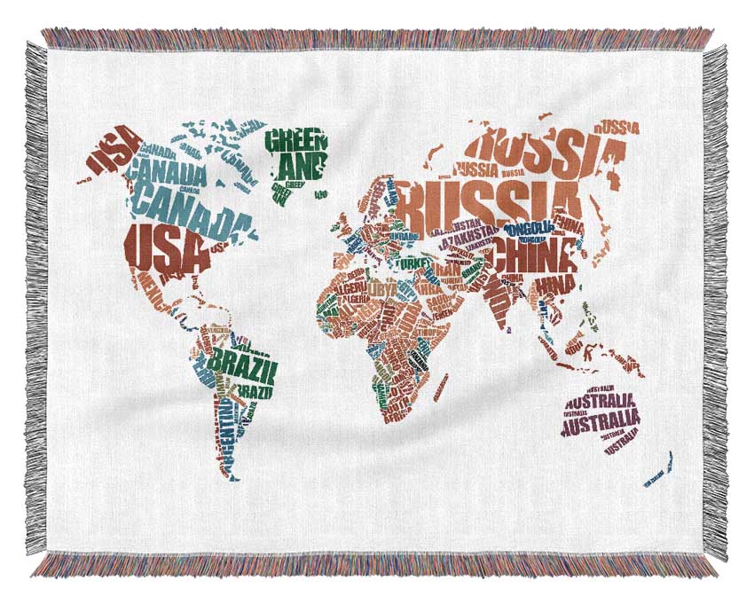 Map Of The World 5 Woven Blanket