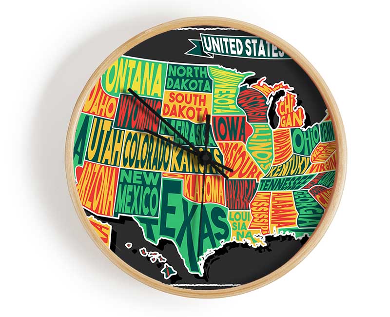 States Of America 3 Clock - Wallart-Direct UK