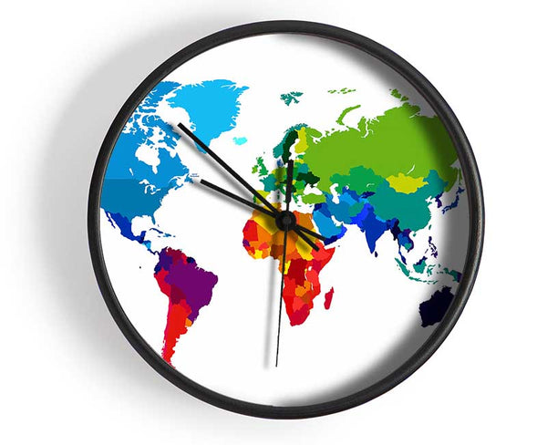 Map Of The World 3 Clock - Wallart-Direct UK