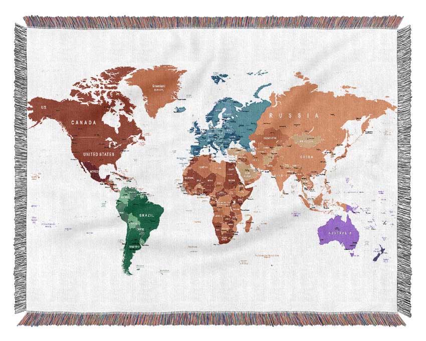 Map Of The World 9 Woven Blanket