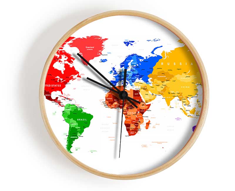 Map Of The World 9 Clock - Wallart-Direct UK