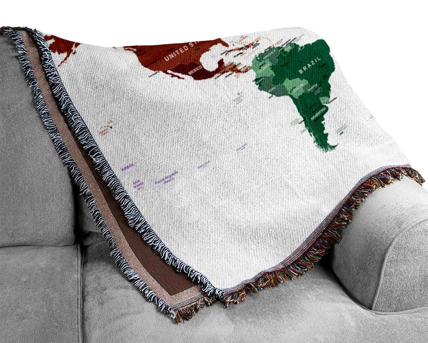 Map Of The World 9 Woven Blanket