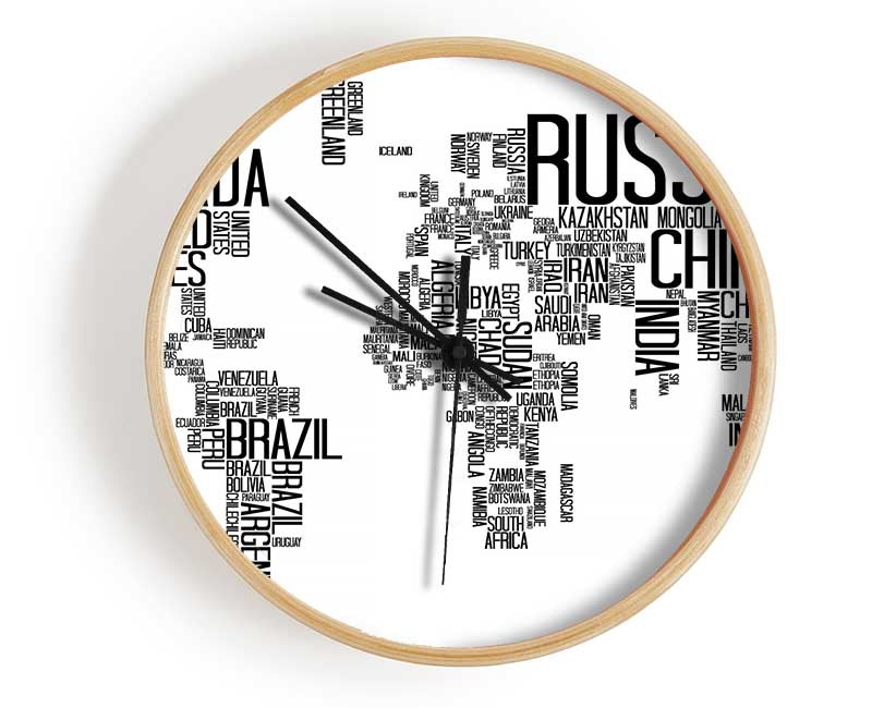 Map Of The World 7 Clock - Wallart-Direct UK