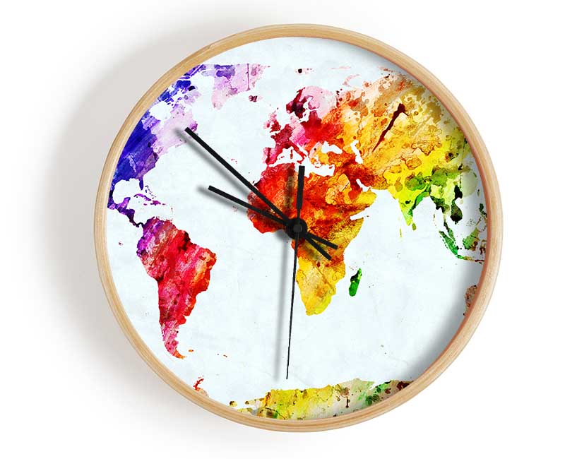 Map Of The World 6 Clock - Wallart-Direct UK