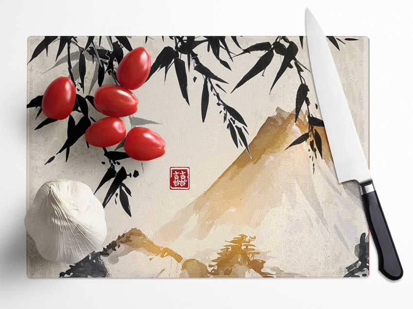 Japanese mountain bamboo Glass Chopping Board