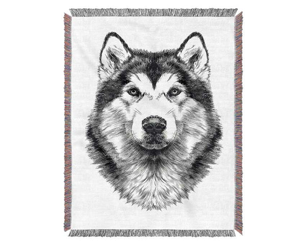 Husky Wolf Woven Blanket