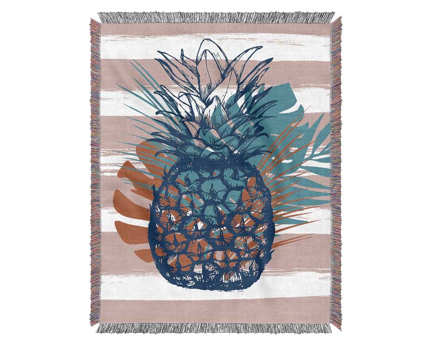 Pop Art Pineapple Palm Leaves Woven Blanket