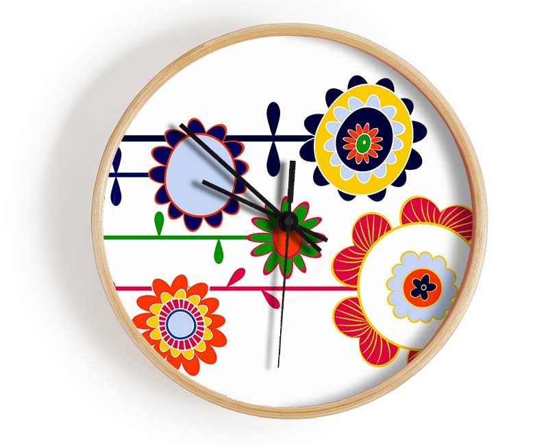 Funky Flowers Clock - Wallart-Direct UK