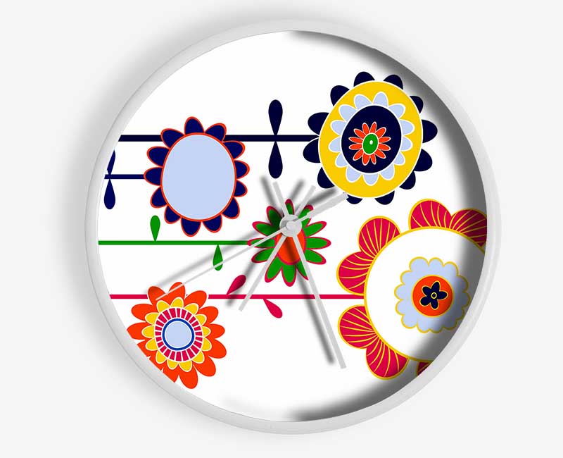 Funky Flowers Clock - Wallart-Direct UK