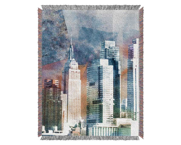 Rainbow City Buildings Woven Blanket