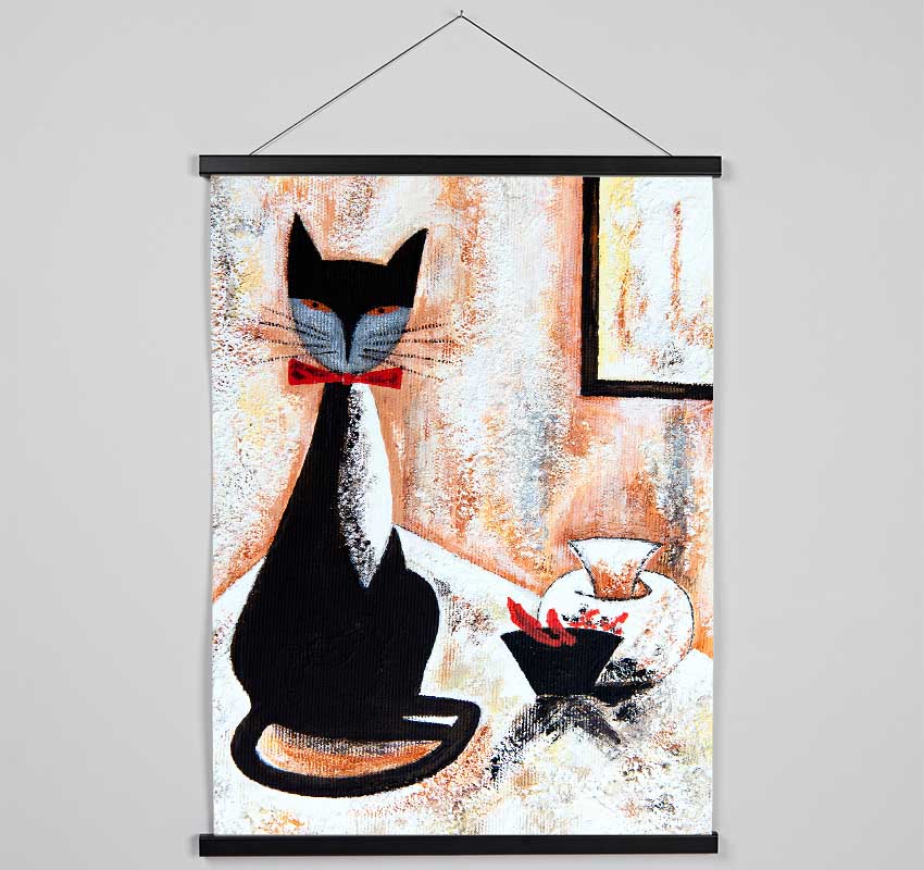 Black Cat Bow Tie Hanging Poster - Wallart-Direct UK