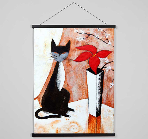 The Cat And The Flower Hanging Poster - Wallart-Direct UK