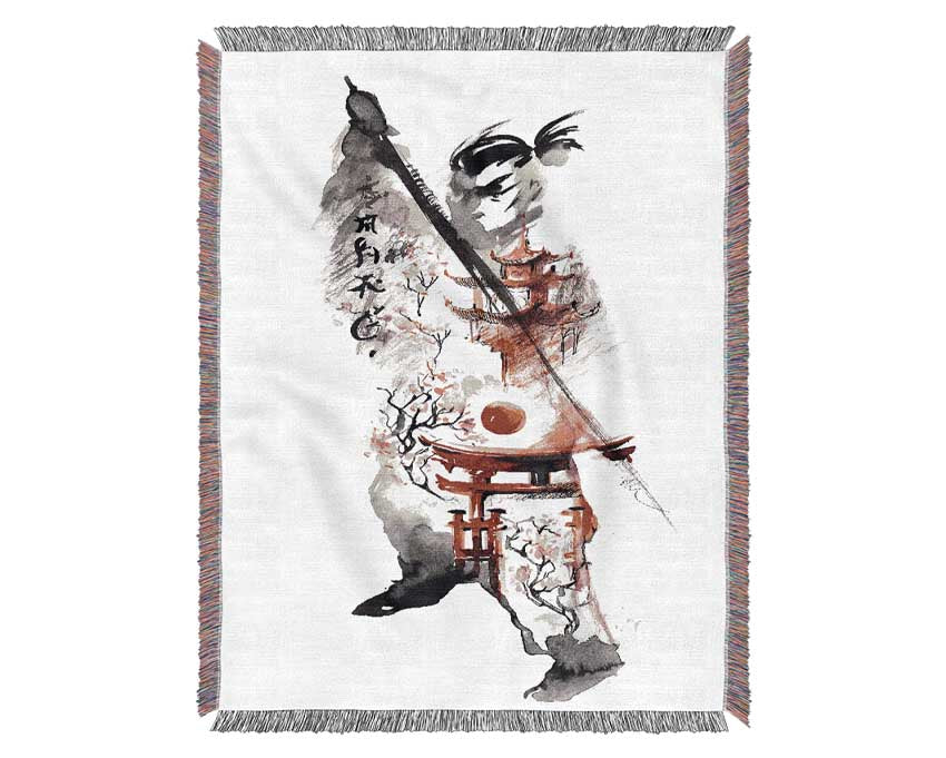 Chinese Warrior Woven Blanket