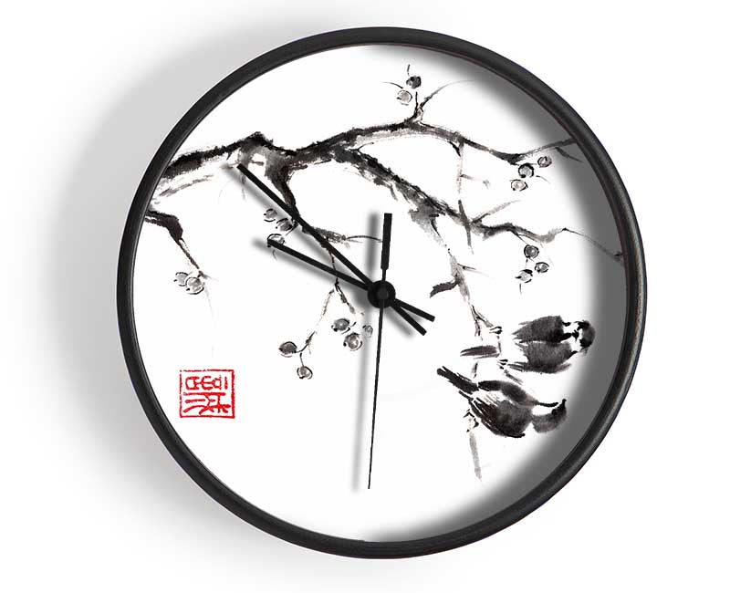 Chinese Birds In The Branch Clock - Wallart-Direct UK