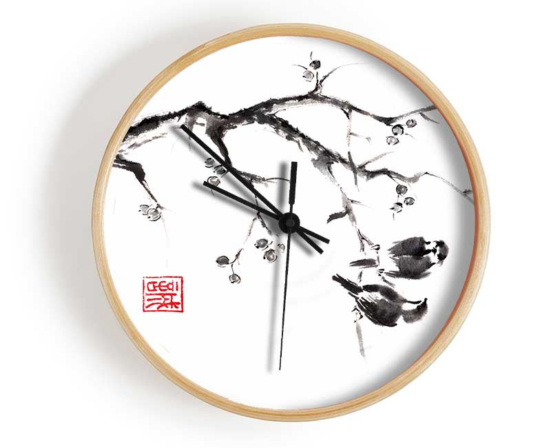 Chinese Birds In The Branch Clock - Wallart-Direct UK