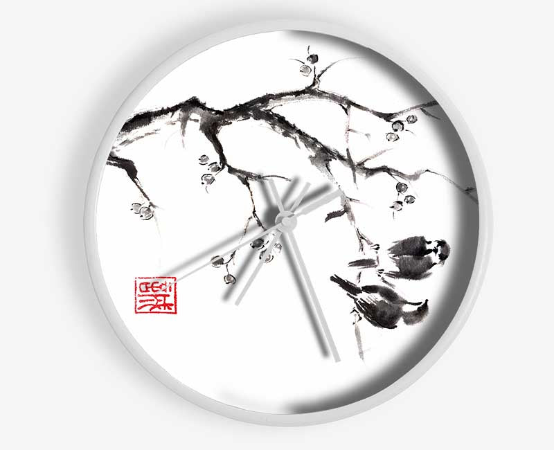 Chinese Birds In The Branch Clock - Wallart-Direct UK