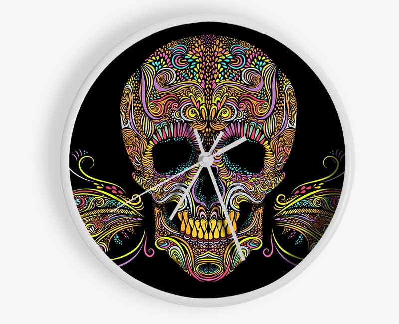 Colourful Mexican Skull Clock - Wallart-Direct UK