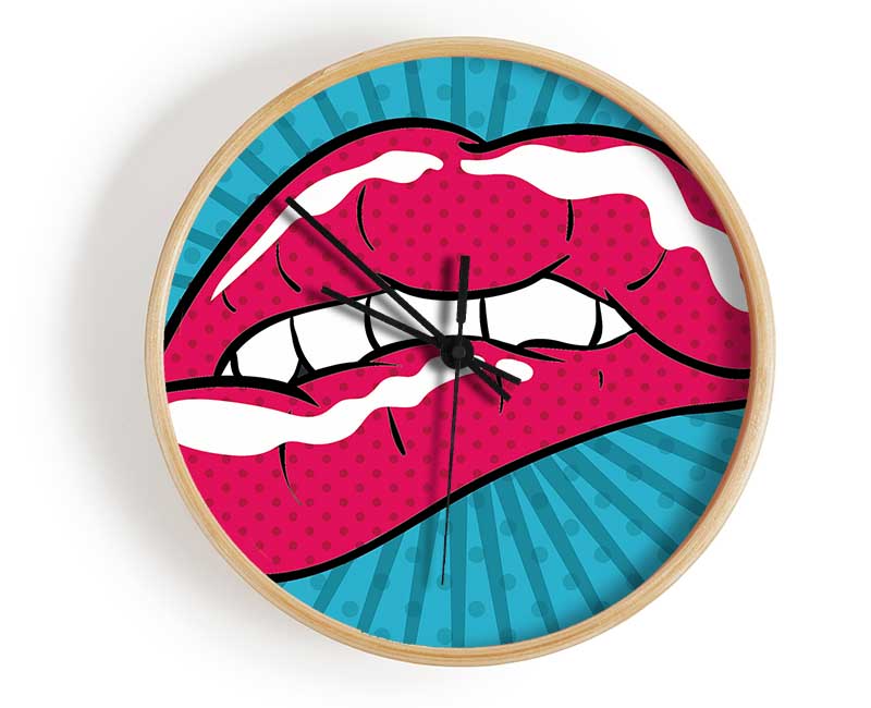 Pink Lips Clock - Wallart-Direct UK