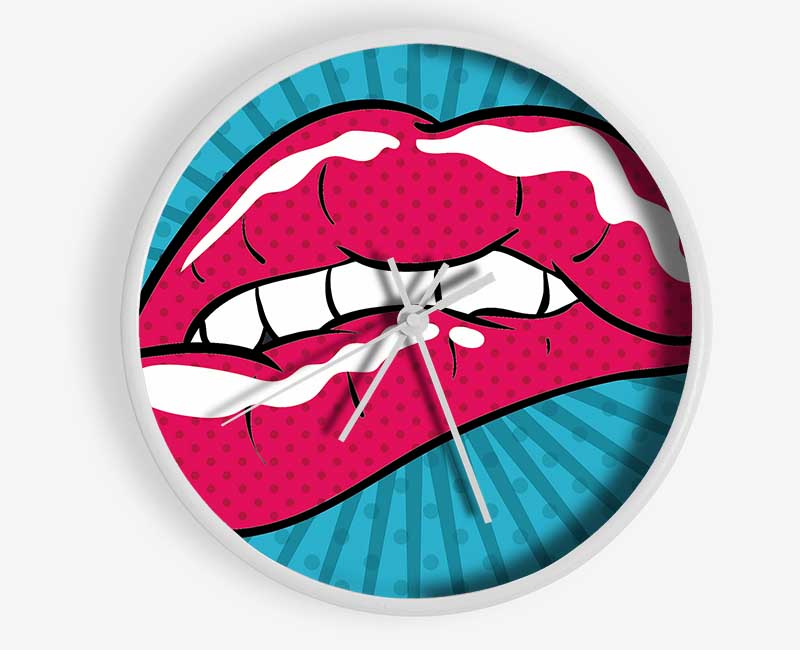 Pink Lips Clock - Wallart-Direct UK