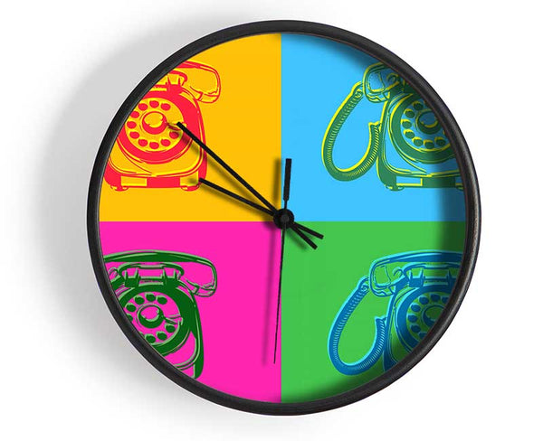 Pop Art Retro Telephones Clock - Wallart-Direct UK