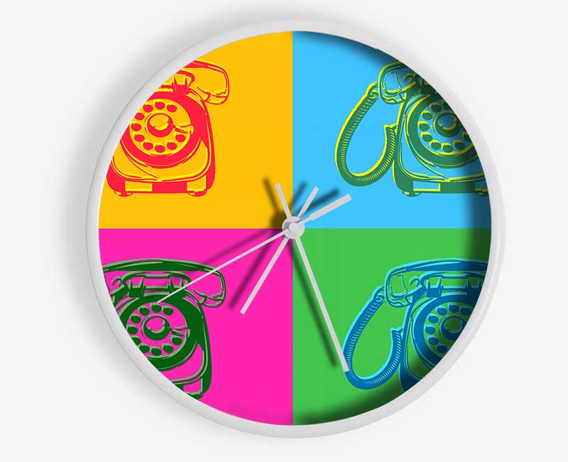 Pop Art Retro Telephones Clock - Wallart-Direct UK