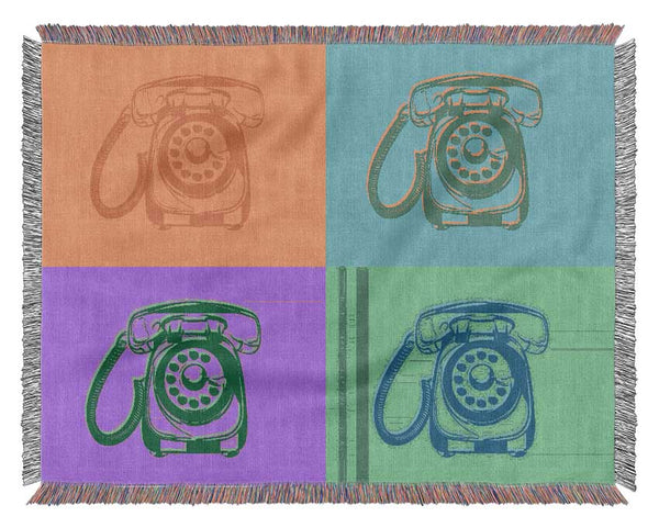 Pop Art Retro Telephones Woven Blanket