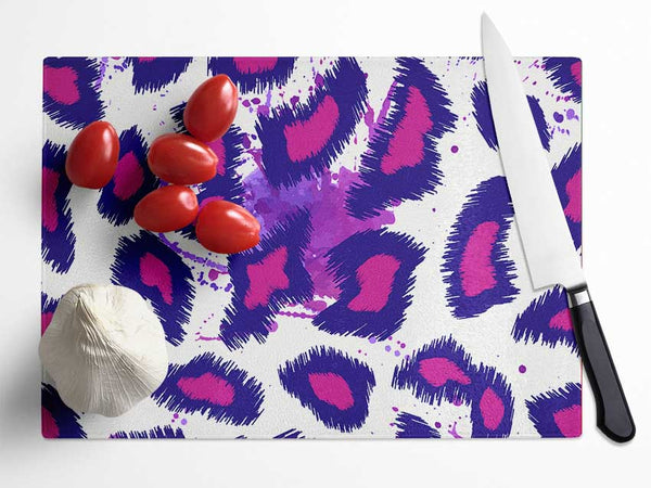 Pop Art Leopard Print Glass Chopping Board