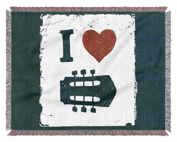 I Love Guitar Woven Blanket