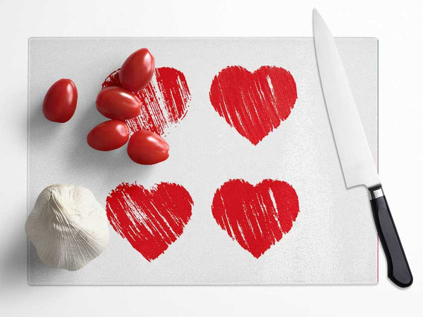 All Love Hearts Glass Chopping Board