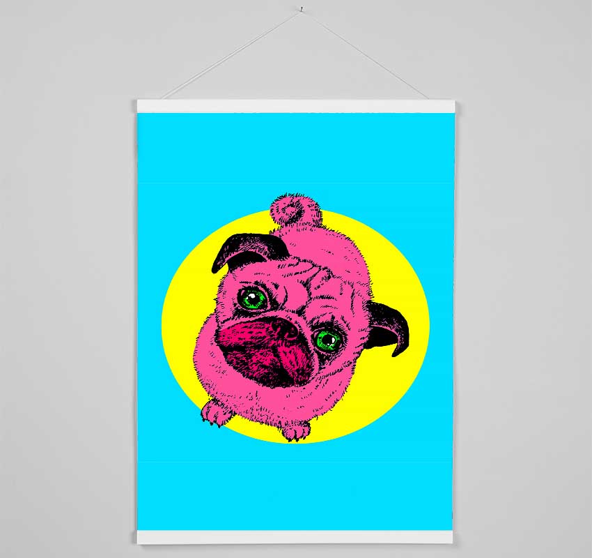 Pug Dog Pink Hanging Poster - Wallart-Direct UK