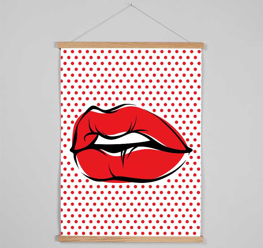 Red Lips On Pokerdots Hanging Poster - Wallart-Direct UK