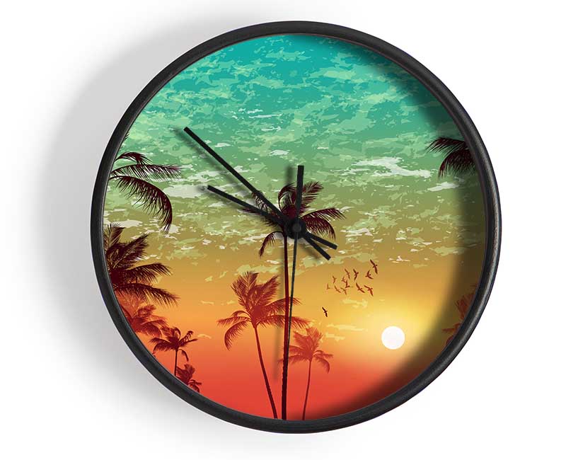 LA Sunset Skies Clock - Wallart-Direct UK