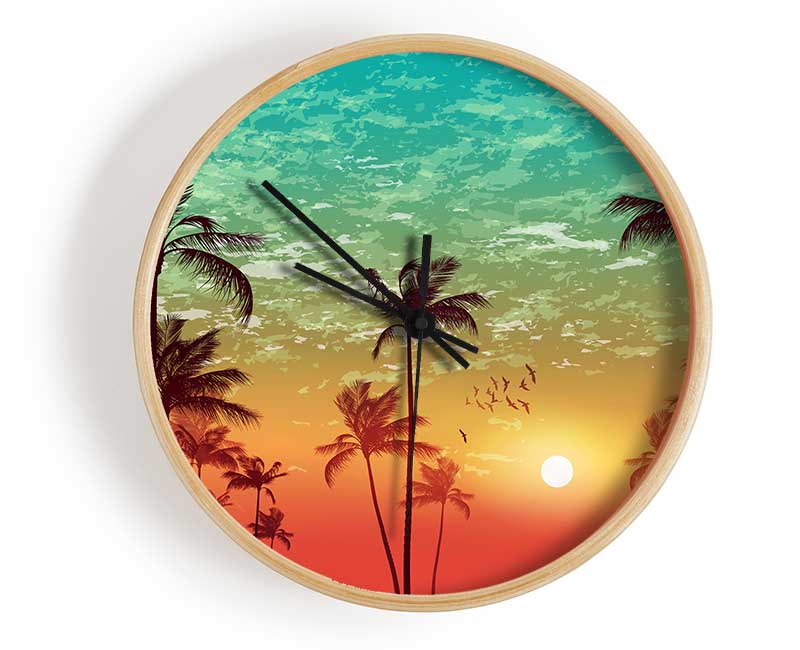 LA Sunset Skies Clock - Wallart-Direct UK