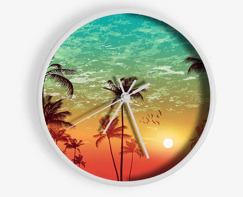 LA Sunset Skies Clock - Wallart-Direct UK