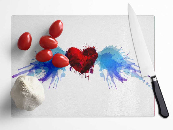 Love Heart Birds Glass Chopping Board