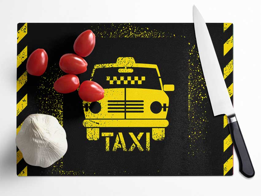 Yellow Taxi Glass Chopping Board