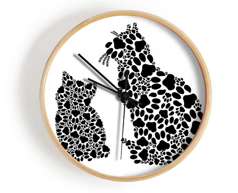 Paw Print Cats Clock - Wallart-Direct UK