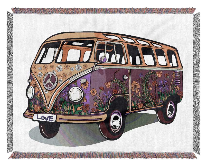 Flower Power VW Camper Van Woven Blanket