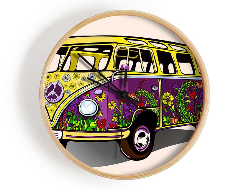 Flower Power VW Camper Van Clock - Wallart-Direct UK