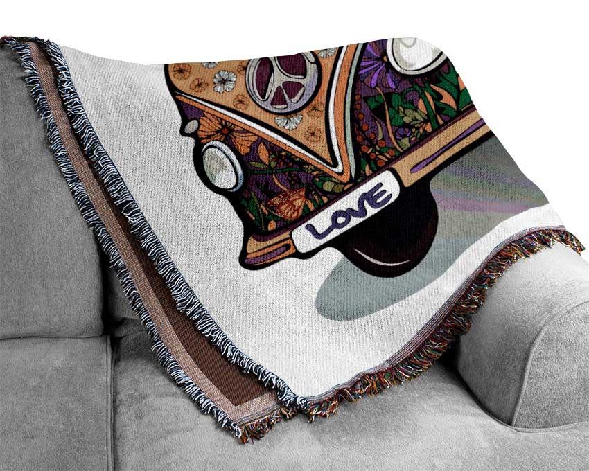 Flower Power VW Camper Van Woven Blanket