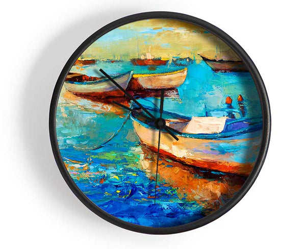 Sail Boats On The Sunset Waters Clock - Wallart-Direct UK