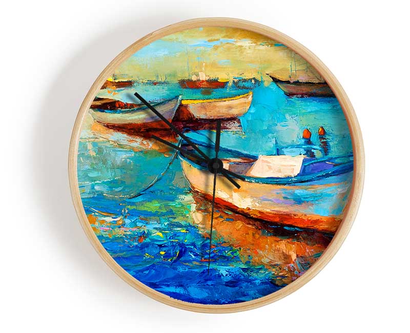 Sail Boats On The Sunset Waters Clock - Wallart-Direct UK