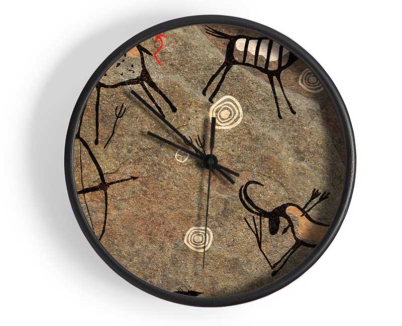 Cave Man Paintings Clock - Wallart-Direct UK