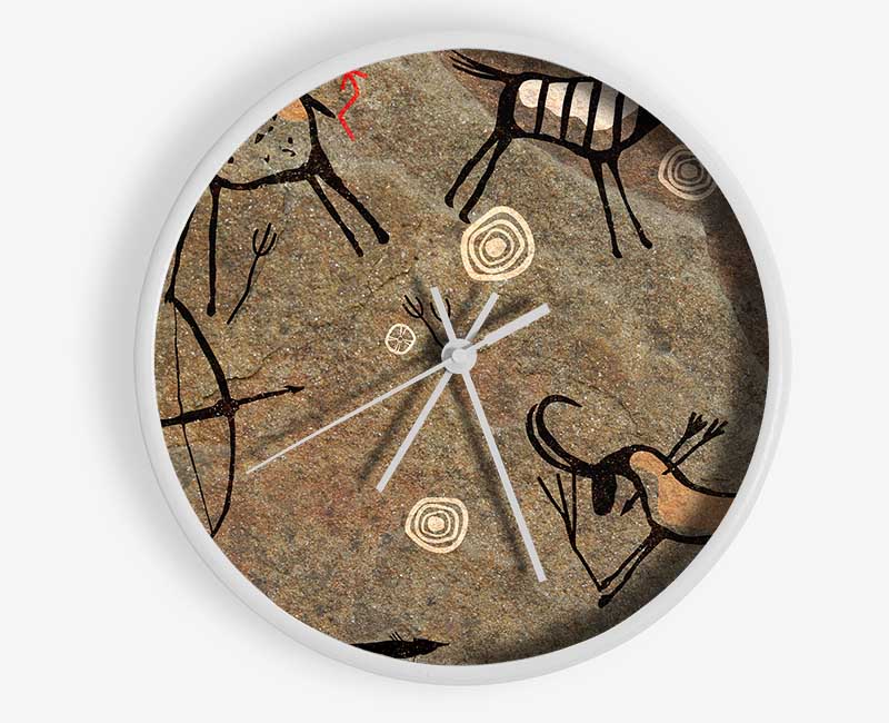 Cave Man Paintings Clock - Wallart-Direct UK