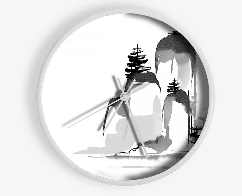 Chinese Mountain Trees Clock - Wallart-Direct UK