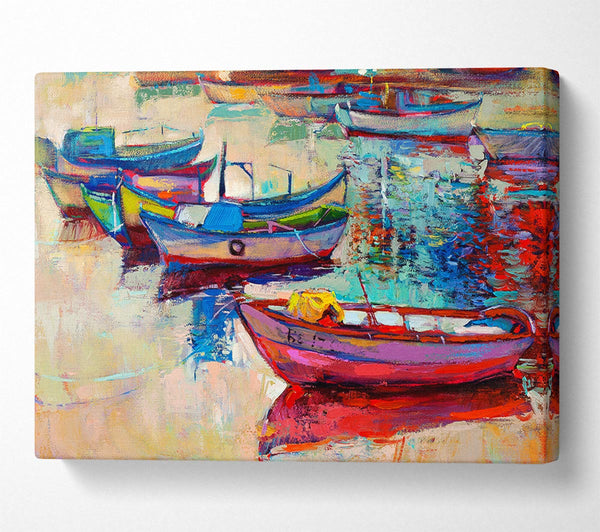 Picture of Colourful Boats On The Water Canvas Print Wall Art