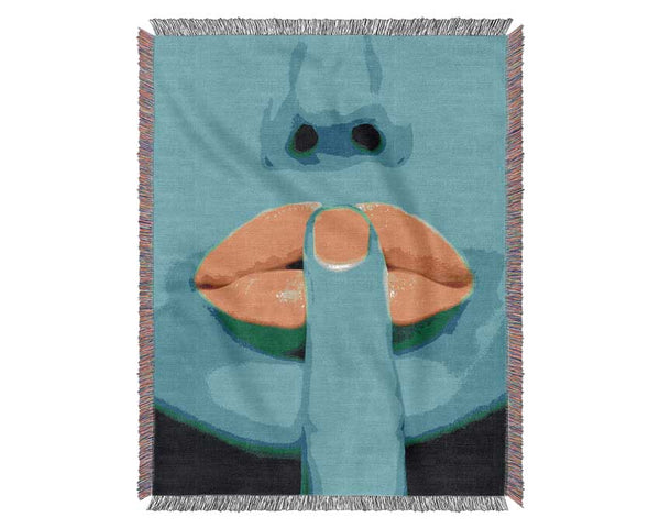 Sshhh Orange Lips Woven Blanket